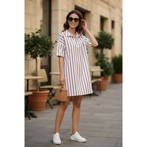 Kule The Izzy Dress Striped Poplin It Girl Coastal Pop Sz S